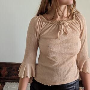 Y2k ruffle half sleeve in beige
